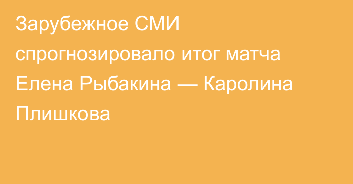 Зарубежное СМИ спрогнозировало итог матча Елена Рыбакина — Каролина Плишкова