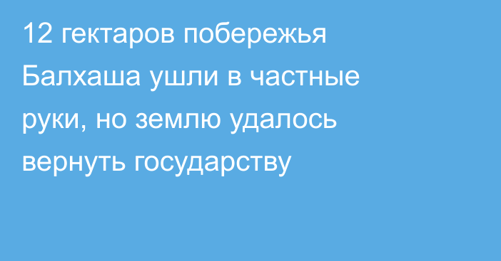 12 гектаров побережья Балхаша ушли в частные руки, но землю удалось вернуть государству