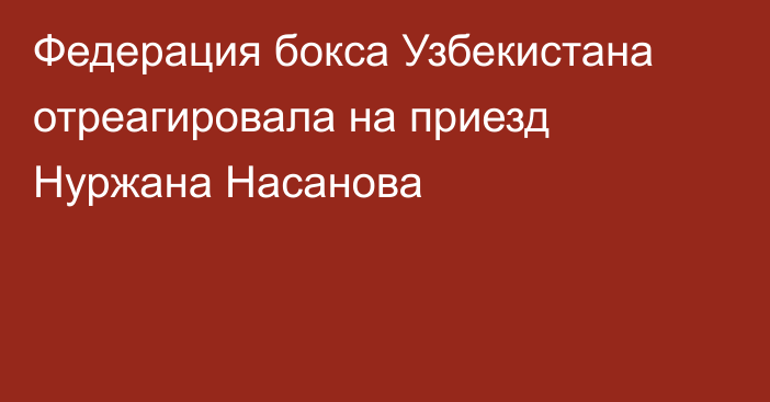 Федерация бокса Узбекистана отреагировала на приезд Нуржана Насанова