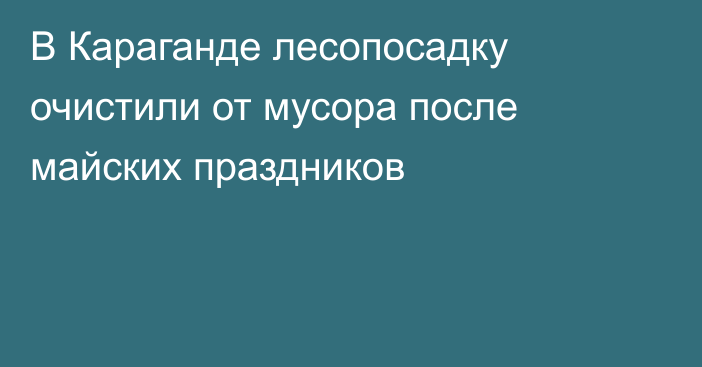 В Караганде лесопосадку очистили от мусора после майских праздников