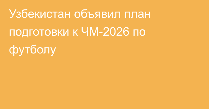 Узбекистан объявил план подготовки к ЧМ-2026 по футболу
