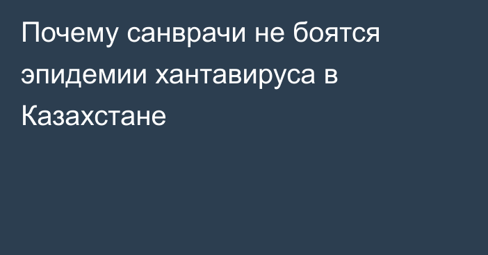 Почему санврачи не боятся эпидемии хантавируса в Казахстане