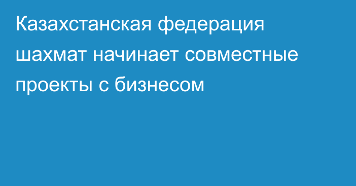 Казахстанская федерация шахмат начинает совместные проекты с бизнесом