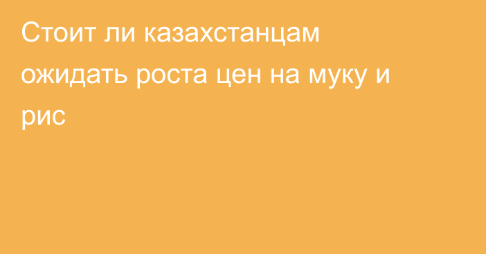 Стоит ли казахстанцам ожидать роста цен на муку и рис
