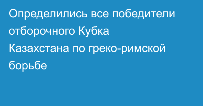 Определились все победители отборочного Кубка Казахстана по греко-римской борьбе