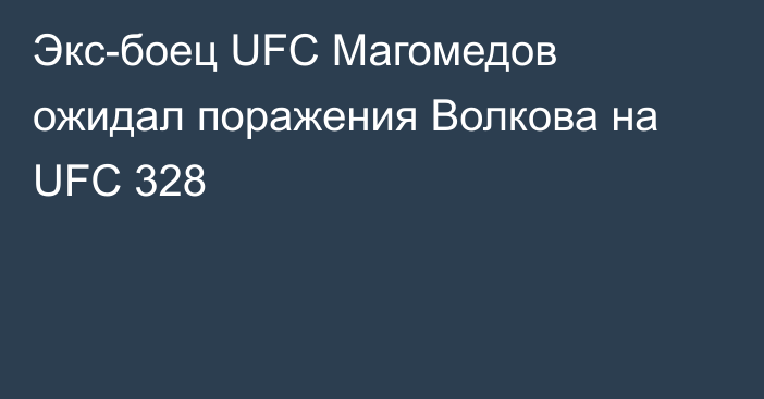 Экс-боец UFC Магомедов ожидал поражения Волкова на UFC 328
