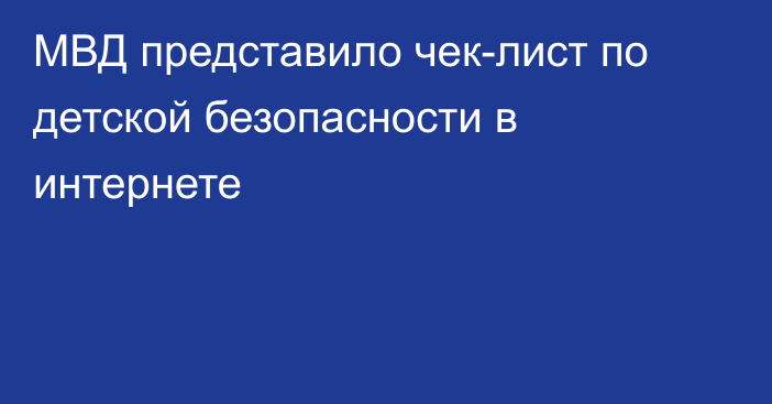 МВД представило чек-лист по детской безопасности в интернете