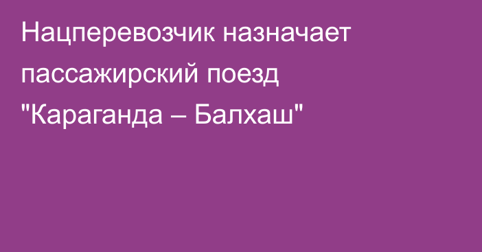 Нацперевозчик назначает пассажирский поезд 