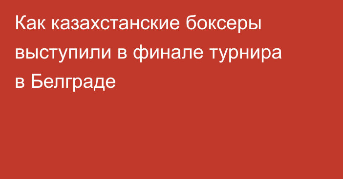 Как казахстанские боксеры выступили в финале турнира в Белграде