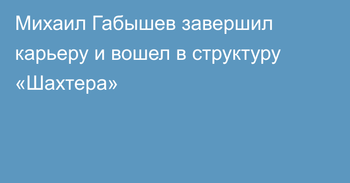 Михаил Габышев завершил карьеру и вошел в структуру «Шахтера»
