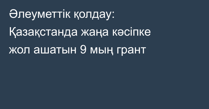 Әлеуметтік қолдау: Қазақстанда жаңа кәсіпке жол ашатын 9 мың грант