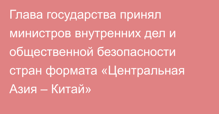 Глава государства принял министров внутренних дел и общественной безопасности стран формата «Центральная Азия – Китай»