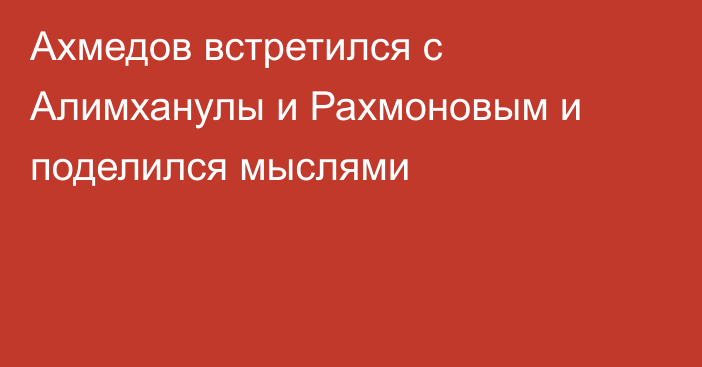 Ахмедов встретился с Алимханулы и Рахмоновым и поделился мыслями
