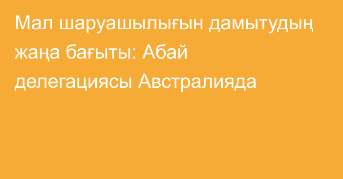 Мал шаруашылығын дамытудың жаңа бағыты: Абай делегациясы Австралияда