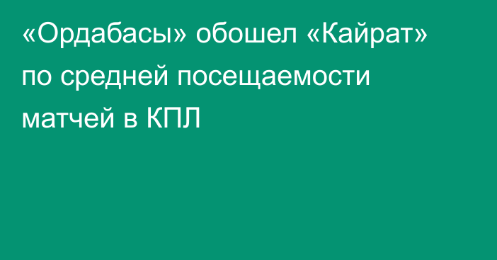 «Ордабасы» обошел «Кайрат» по средней посещаемости матчей в КПЛ