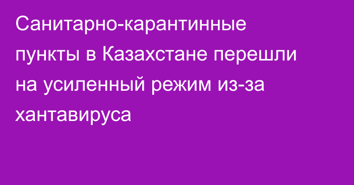 Санитарно-карантинные пункты в Казахстане перешли на усиленный режим из-за хантавируса