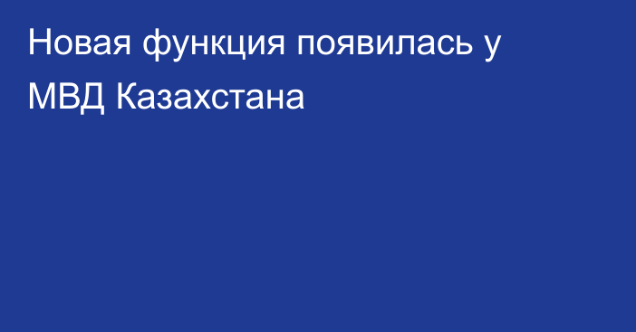 Новая функция появилась у МВД Казахстана