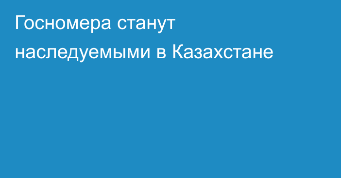 Госномера станут наследуемыми в Казахстане