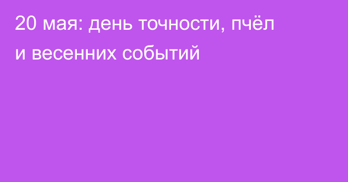 20 мая: день точности, пчёл и весенних событий