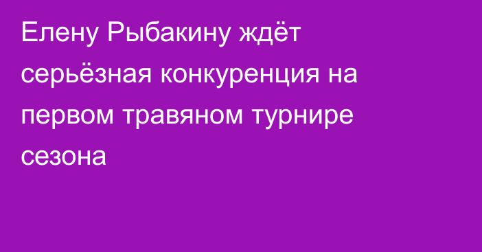 Елену Рыбакину ждёт серьёзная конкуренция на первом травяном турнире сезона