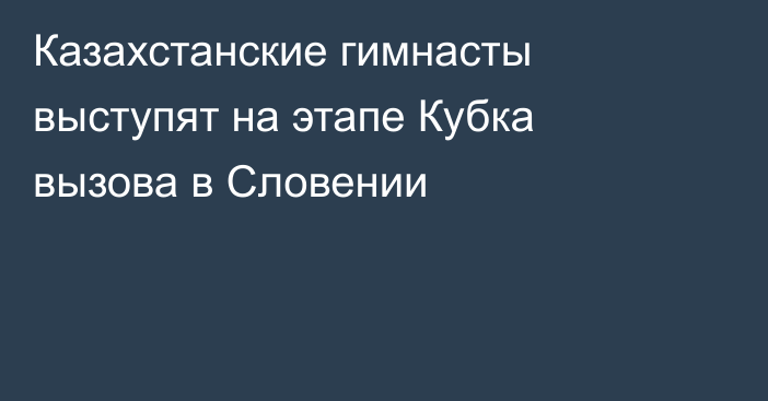 Казахстанские гимнасты выступят на этапе Кубка вызова в Словении