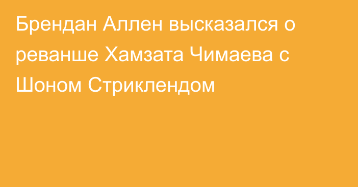 Брендан Аллен высказался о реванше Хамзата Чимаева с Шоном Стриклендом