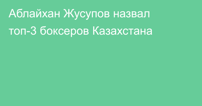 Аблайхан Жусупов назвал топ-3 боксеров Казахстана