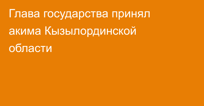 Глава государства принял акима Кызылординской области