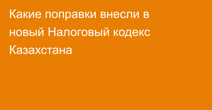 Какие поправки внесли в новый Налоговый кодекс Казахстана