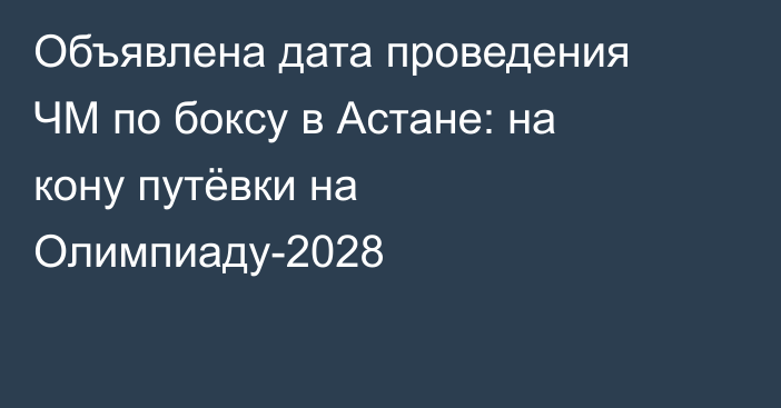 Объявлена дата проведения ЧМ по боксу в Астане: на кону путёвки на Олимпиаду-2028