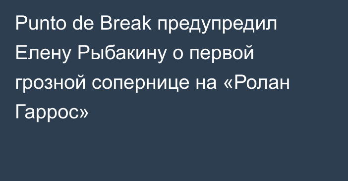 Punto de Break предупредил Елену Рыбакину о первой грозной сопернице на «Ролан Гаррос»
