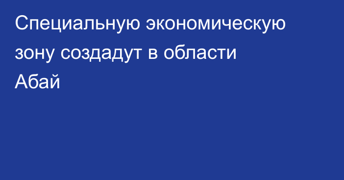 Специальную экономическую зону создадут в области Абай