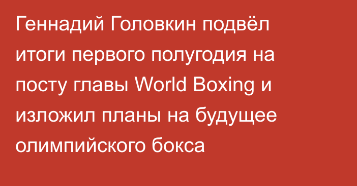 Геннадий Головкин подвёл итоги первого полугодия на посту главы World Boxing и изложил планы на будущее олимпийского бокса