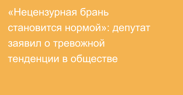 «Нецензурная брань становится нормой»: депутат заявил о тревожной тенденции в обществе