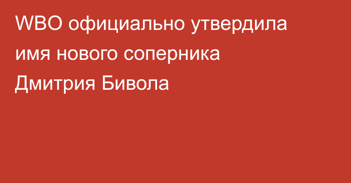 WBO официально утвердила имя нового соперника Дмитрия Бивола