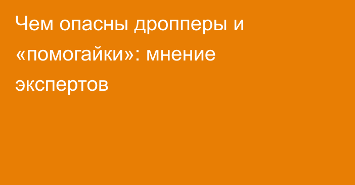 Чем опасны дропперы и «помогайки»: мнение экспертов