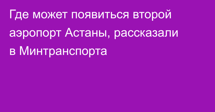 Где может появиться второй аэропорт Астаны, рассказали в Минтранспорта