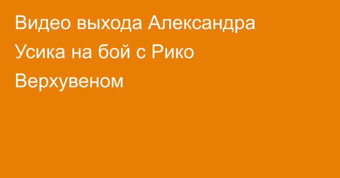 Видео выхода Александра Усика на бой с Рико Верхувеном