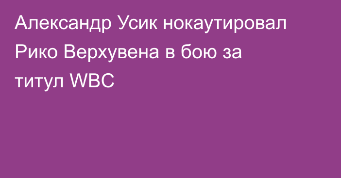 Александр Усик нокаутировал Рико Верхувена в бою за титул WBC