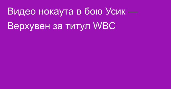 Видео нокаута в бою Усик — Верхувен за титул WBC