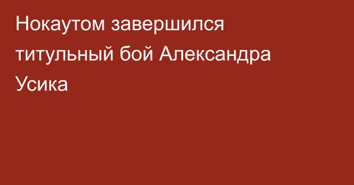 Нокаутом завершился титульный бой Александра Усика