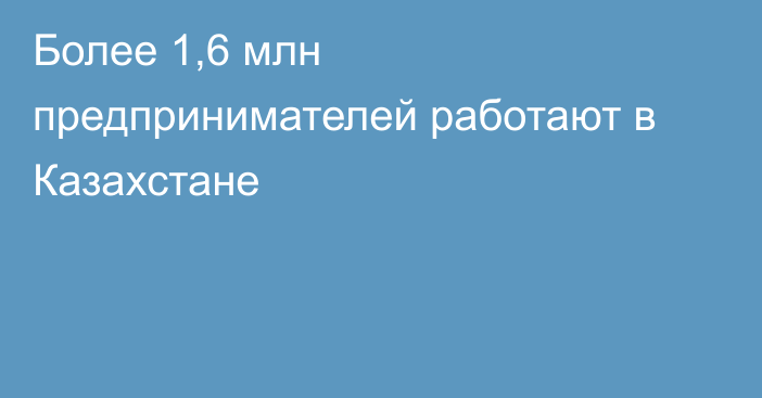 Более 1,6 млн предпринимателей работают в Казахстане
