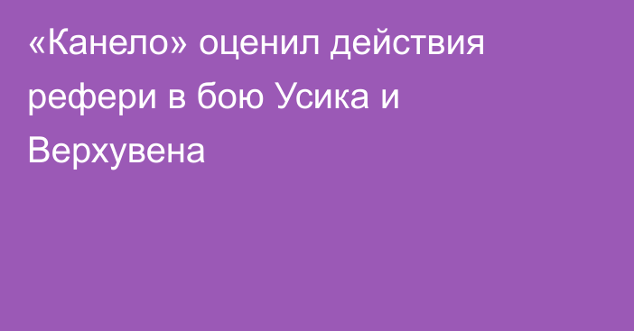«Канело» оценил действия рефери в бою Усика и Верхувена
