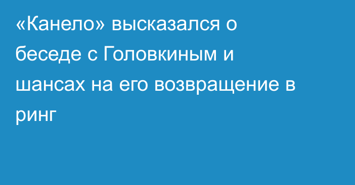 «Канело» высказался о беседе с Головкиным и шансах на его возвращение в ринг