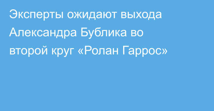 Эксперты ожидают выхода Александра Бублика во второй круг «Ролан Гаррос»