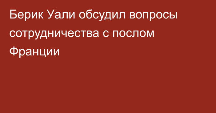 Берик Уали обсудил вопросы сотрудничества с послом Франции