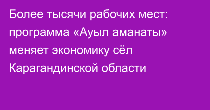 Более тысячи рабочих мест: программа «Ауыл аманаты» меняет экономику сёл Карагандинской области