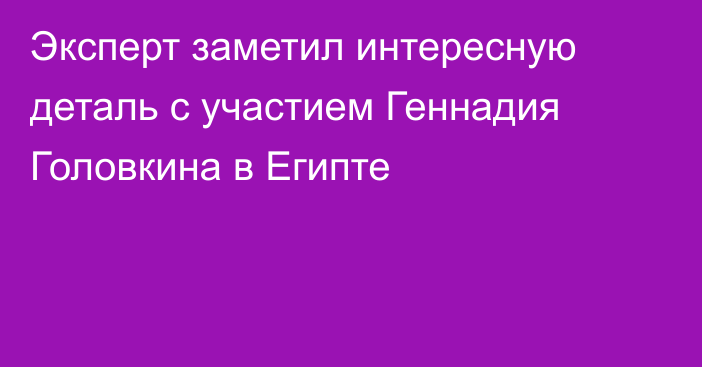 Эксперт заметил интересную деталь с участием Геннадия Головкина в Египте