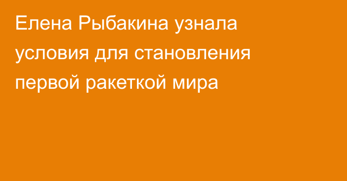 Елена Рыбакина узнала условия для становления первой ракеткой мира