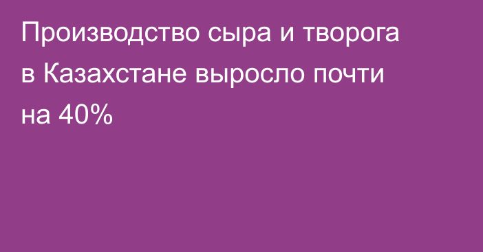 Производство сыра и творога в Казахстане выросло почти на 40%